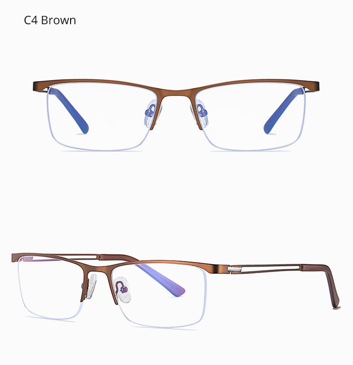 Ralferty Men's Semi Rim Rectangle Alloy Eyeglasses D5916 Semi Rim Ralferty
