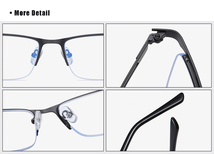 Ralferty Men's Semi Rim Rectangle Alloy Eyeglasses D5916 Semi Rim Ralferty
