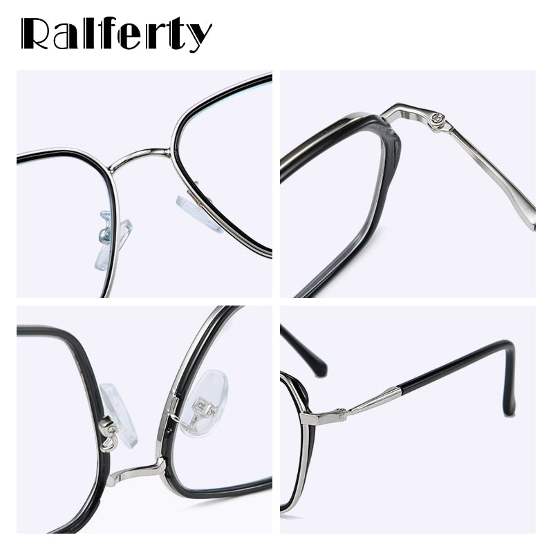 Ralferty Women's Full Rim Big Square Tr 90 Eyeglasses D16024 Full Rim Ralferty