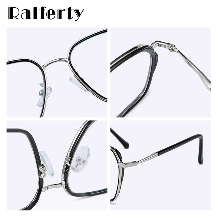 Ralferty Women's Full Rim Big Square Tr 90 Eyeglasses D16024 Full Rim Ralferty