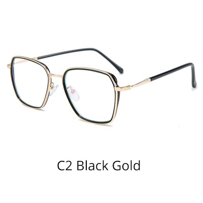 Ralferty Women's Full Rim Big Square Tr 90 Eyeglasses D16024 Full Rim Ralferty C2 Black Gold