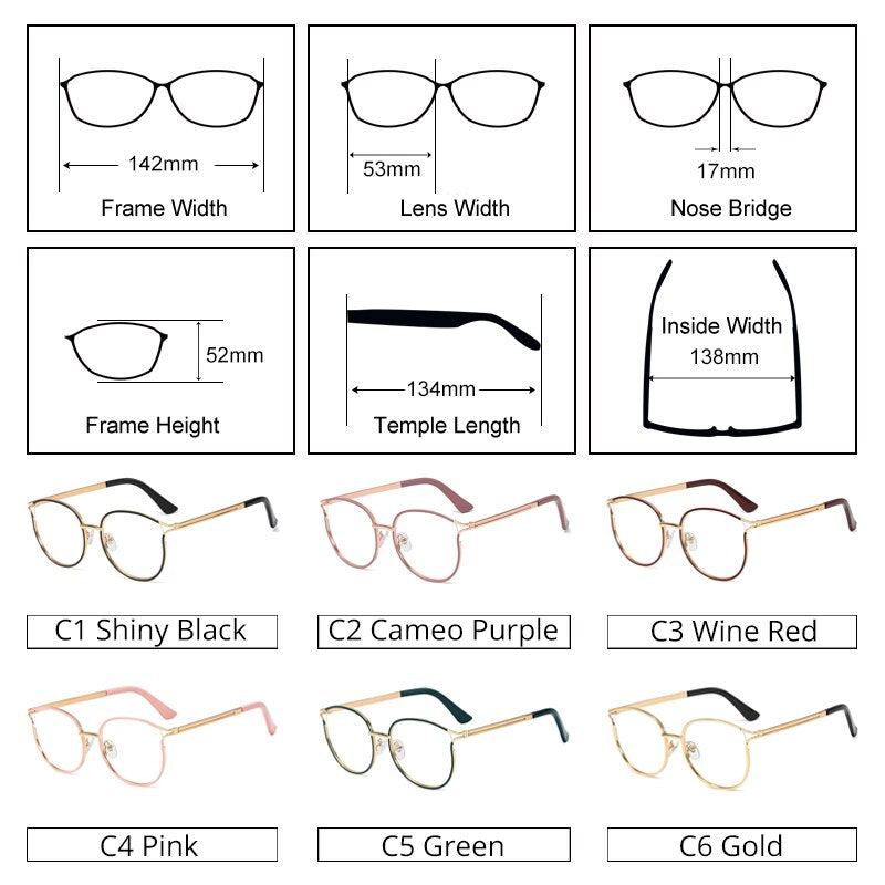 Ralferty Women's Full Rim Cat Eye Alloy Eyeglasses W93332 Full Rim Ralferty