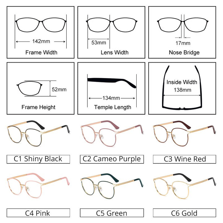 Ralferty Women's Full Rim Cat Eye Alloy Eyeglasses W93332 Full Rim Ralferty