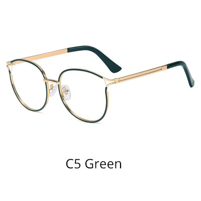 Ralferty Women's Full Rim Cat Eye Alloy Eyeglasses W93332 Full Rim Ralferty C5 Green