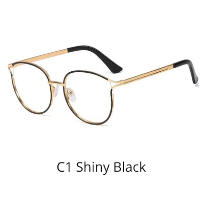 Ralferty Women's Full Rim Cat Eye Alloy Eyeglasses W93332 Full Rim Ralferty C1 Shiny Black