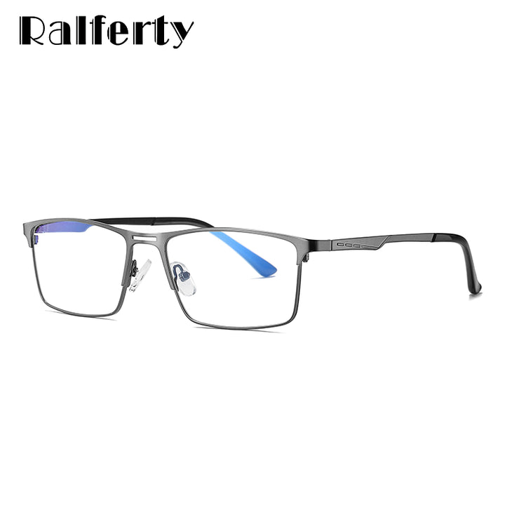 Ralferty Men's Eyeglasses Blue Light Blocking Spectacle Frames Metal Rectangle D5909 Full Rim Ralferty