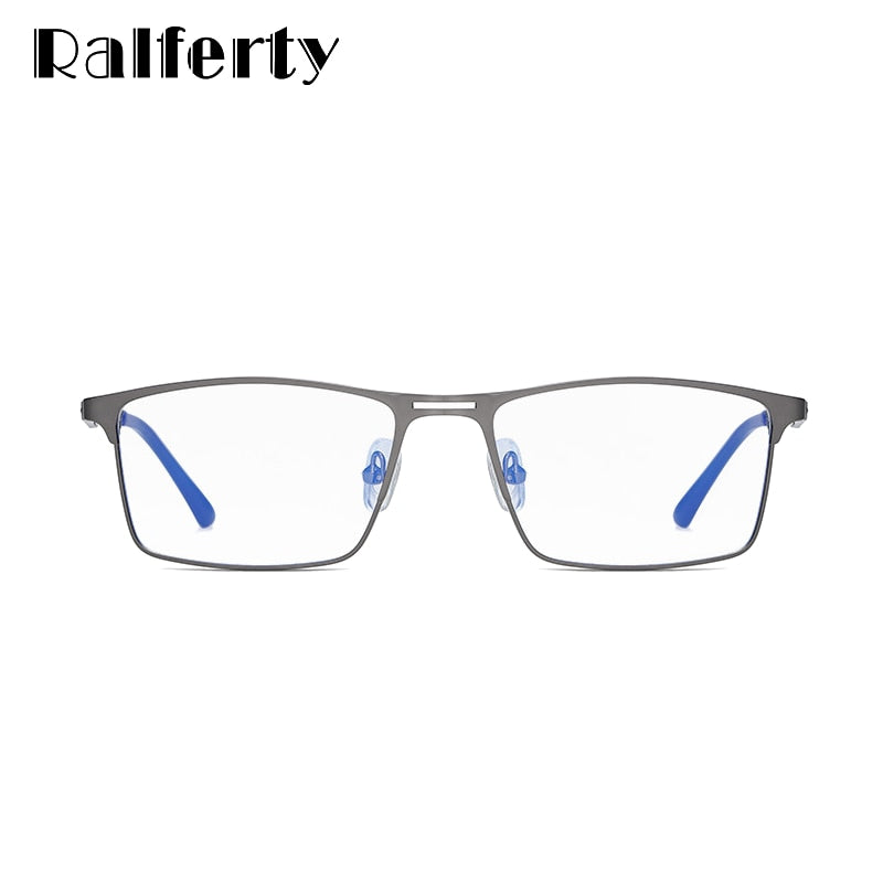 Ralferty Men's Eyeglasses Blue Light Blocking Spectacle Frames Metal Rectangle D5909 Full Rim Ralferty