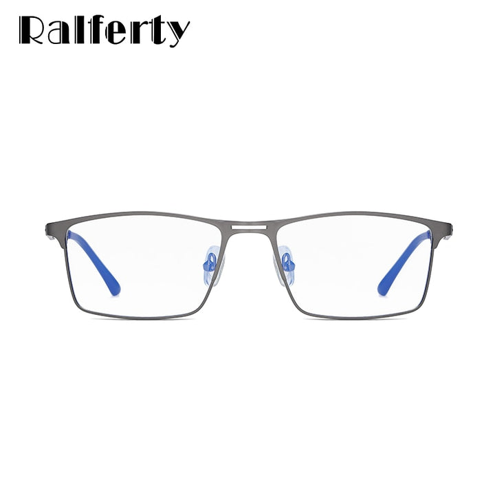 Ralferty Men's Eyeglasses Blue Light Blocking Spectacle Frames Metal Rectangle D5909 Full Rim Ralferty