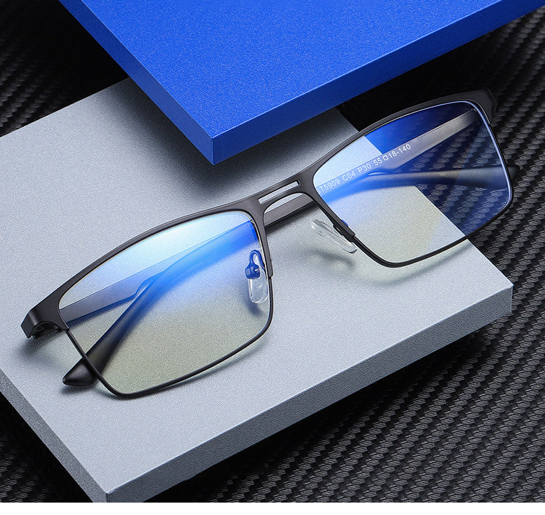Ralferty Men's Eyeglasses Blue Light Blocking Spectacle Frames Metal Rectangle D5909 Full Rim Ralferty