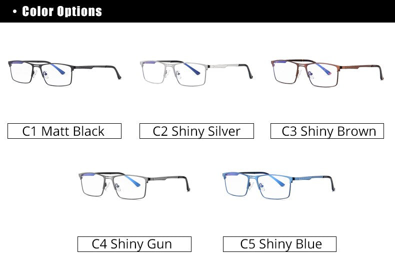Ralferty Men's Eyeglasses Blue Light Blocking Spectacle Frames Metal Rectangle D5909 Full Rim Ralferty