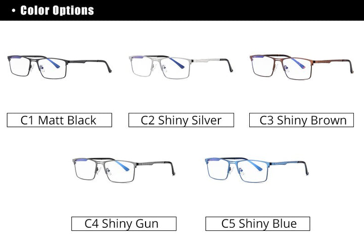 Ralferty Men's Eyeglasses Blue Light Blocking Spectacle Frames Metal Rectangle D5909 Full Rim Ralferty