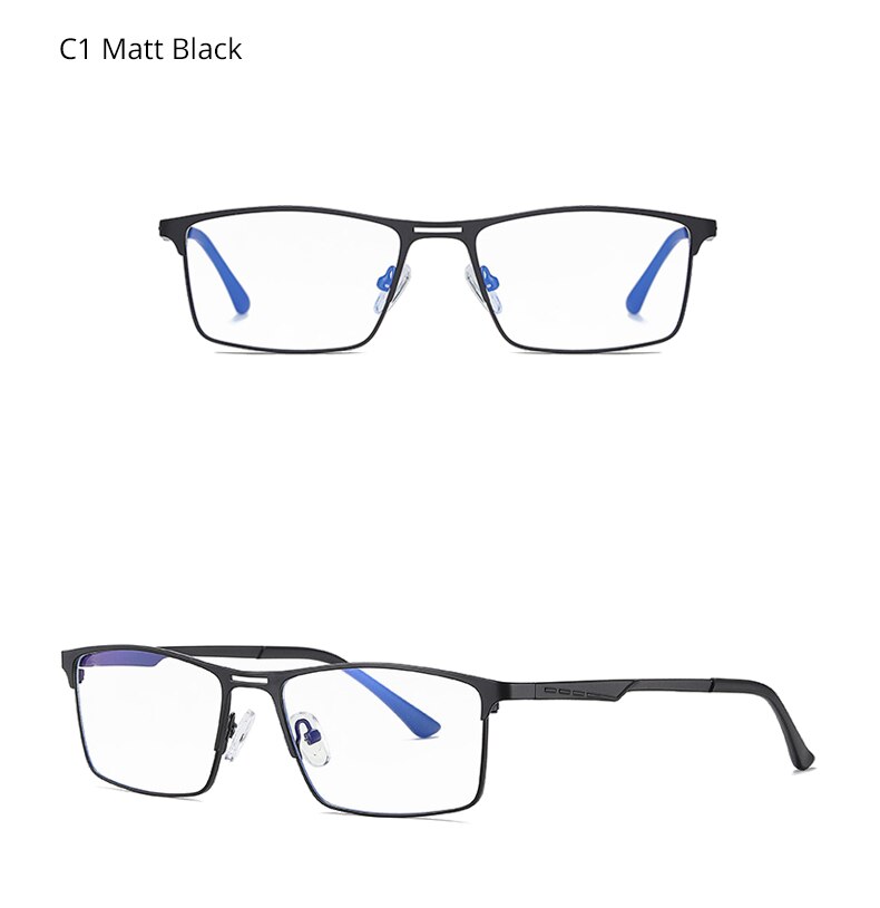 Ralferty Men's Eyeglasses Blue Light Blocking Spectacle Frames Metal Rectangle D5909 Full Rim Ralferty