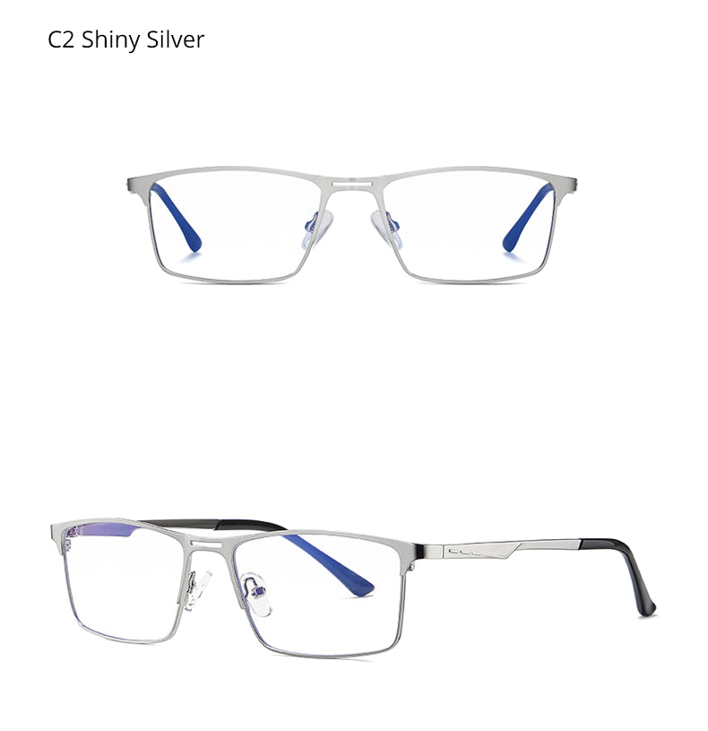 Ralferty Men's Eyeglasses Blue Light Blocking Spectacle Frames Metal Rectangle D5909 Full Rim Ralferty