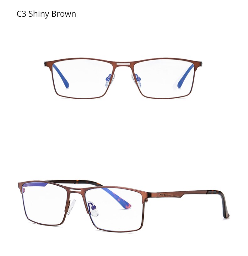 Ralferty Men's Eyeglasses Blue Light Blocking Spectacle Frames Metal Rectangle D5909 Full Rim Ralferty