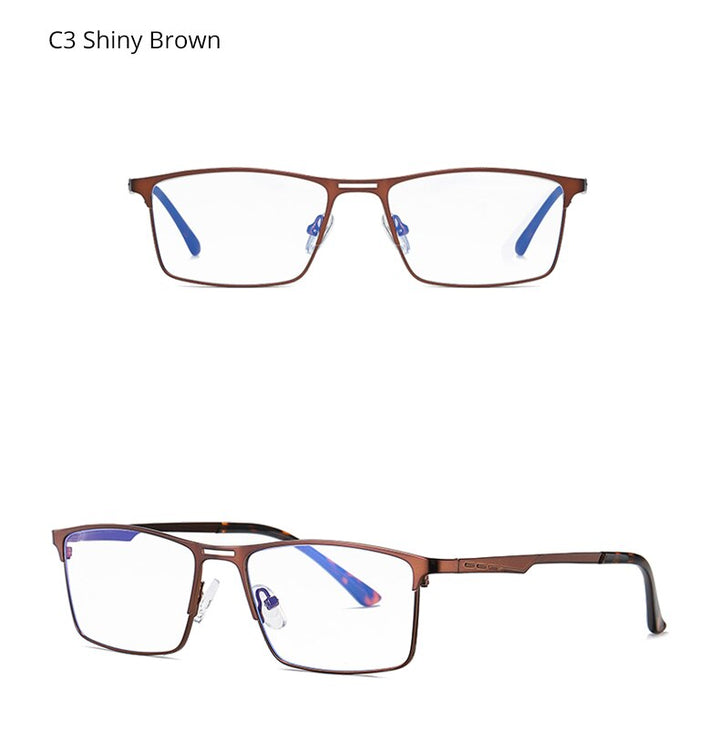 Ralferty Men's Eyeglasses Blue Light Blocking Spectacle Frames Metal Rectangle D5909 Full Rim Ralferty