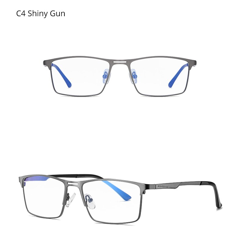 Ralferty Men's Eyeglasses Blue Light Blocking Spectacle Frames Metal Rectangle D5909 Full Rim Ralferty