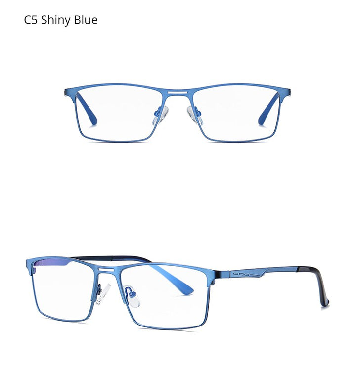 Ralferty Men's Eyeglasses Blue Light Blocking Spectacle Frames Metal Rectangle D5909 Full Rim Ralferty