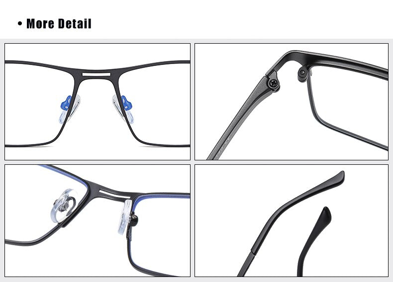 Ralferty Men's Eyeglasses Blue Light Blocking Spectacle Frames Metal Rectangle D5909 Full Rim Ralferty