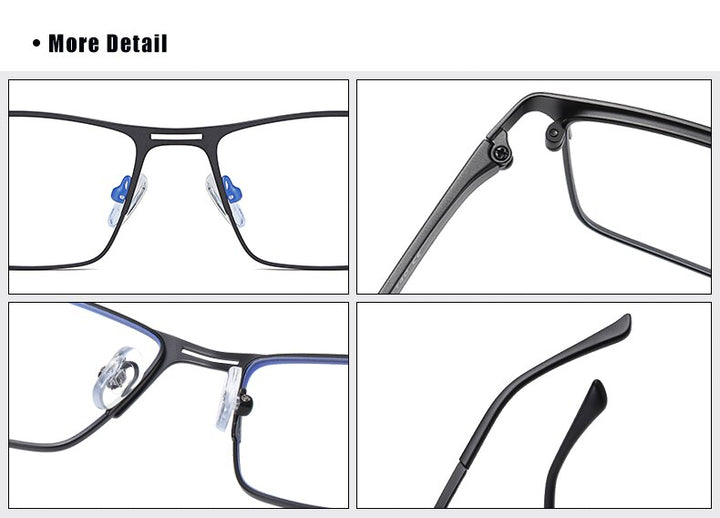 Ralferty Men's Eyeglasses Blue Light Blocking Spectacle Frames Metal Rectangle D5909 Full Rim Ralferty