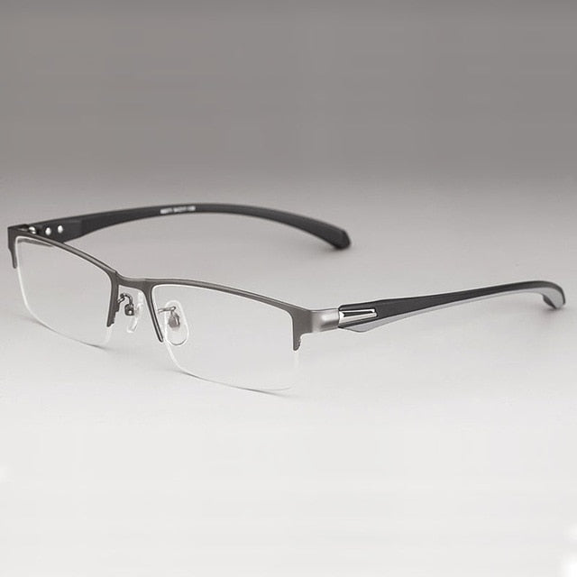 Hotochki Men's Full And Semi Rim Square Titanium Alloy Eyeglasses Full Rim Hotochki GraySemiRim