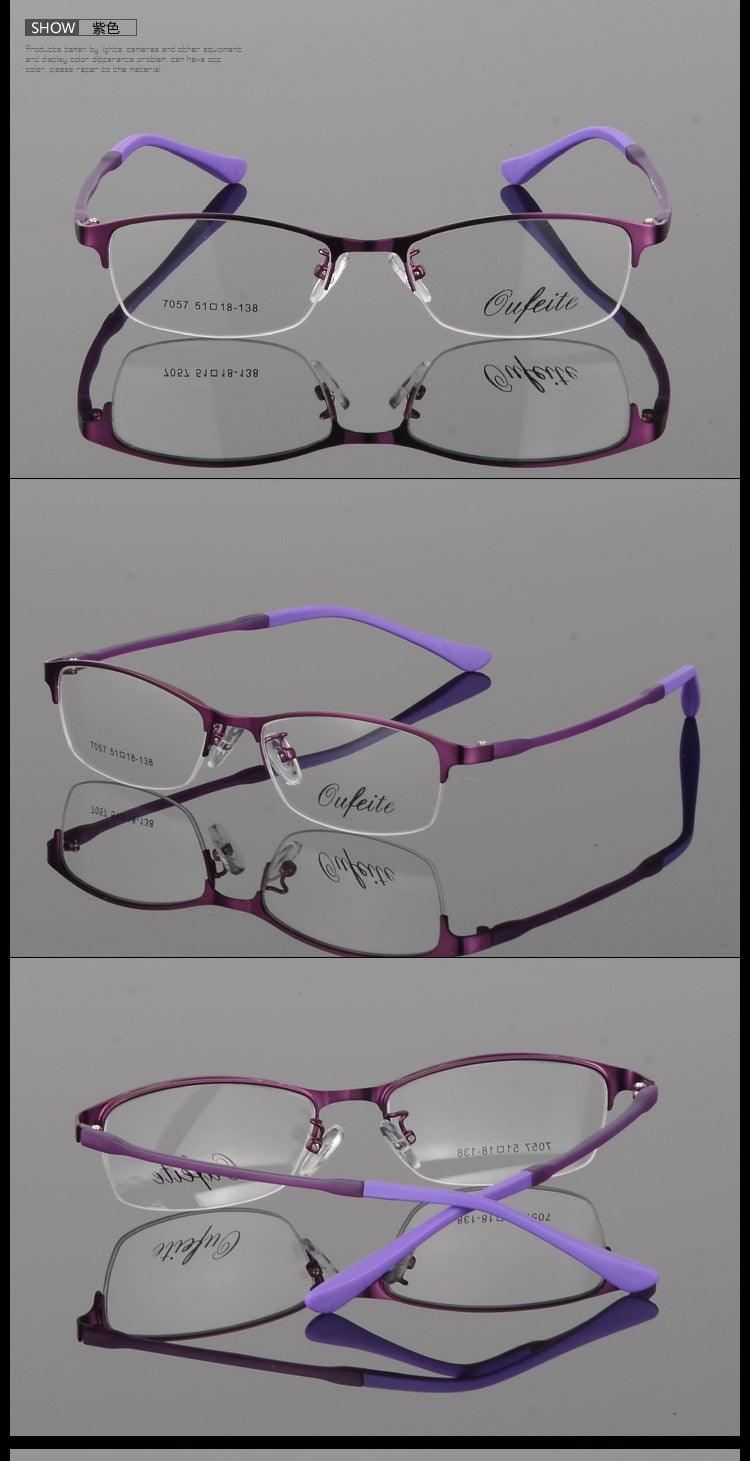 Bclear Women's Eyeglasses Metal Alloy Ultra-Light Frames Half Rim Tr Legs Semi Rim Bclear
