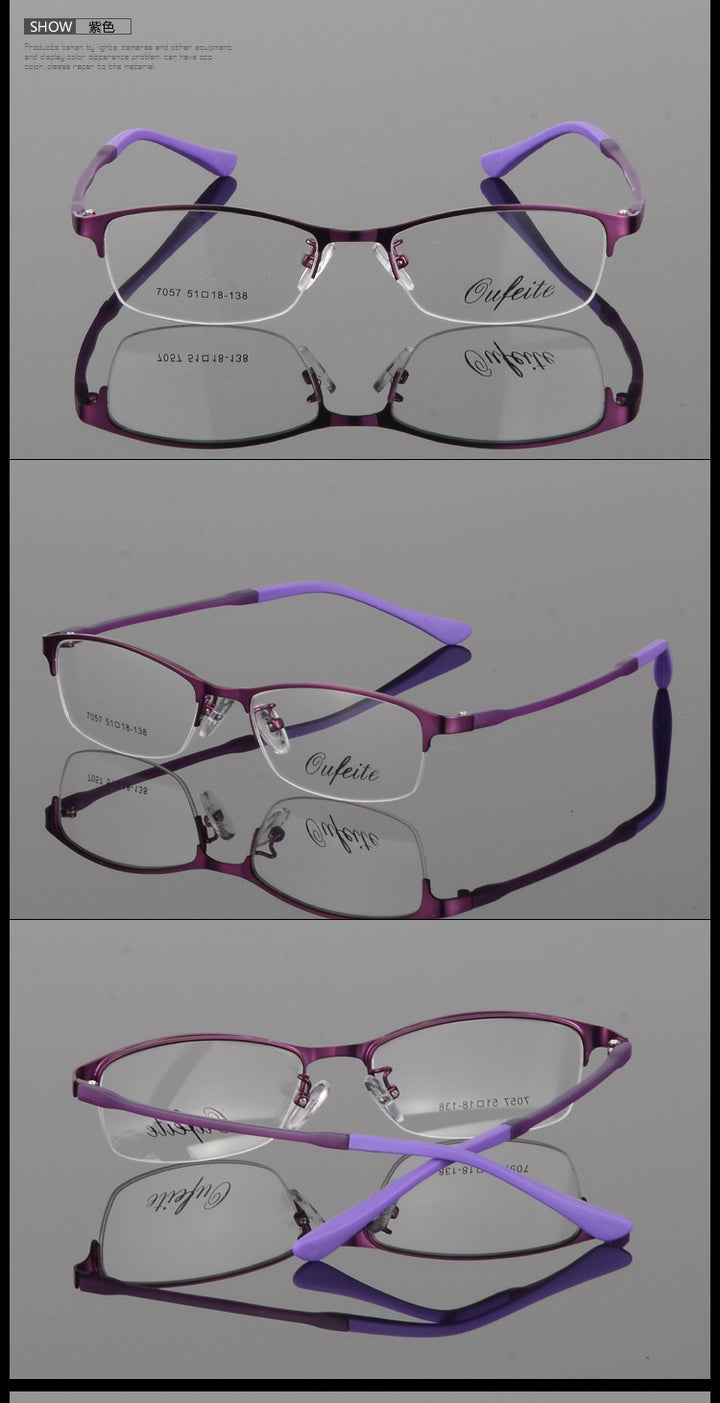 Bclear Women's Eyeglasses Metal Alloy Ultra-Light Frames Half Rim Tr Legs Semi Rim Bclear