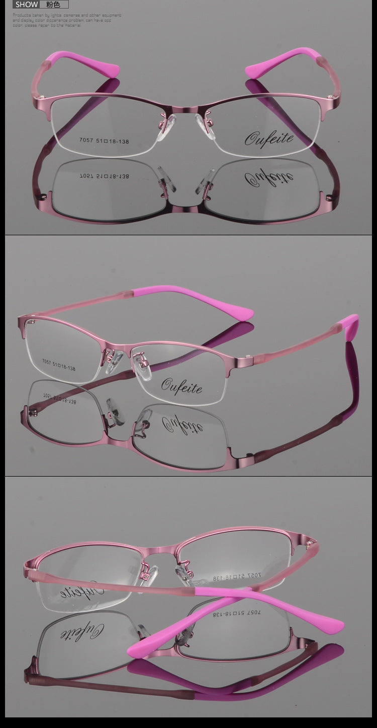 Bclear Women's Eyeglasses Metal Alloy Ultra-Light Frames Half Rim Tr Legs Semi Rim Bclear
