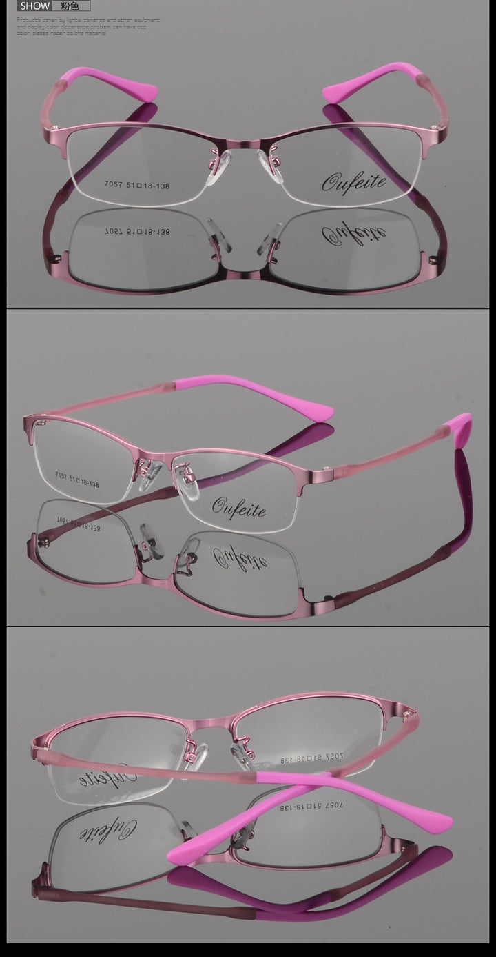 Bclear Women's Eyeglasses Metal Alloy Ultra-Light Frames Half Rim Tr Legs Semi Rim Bclear