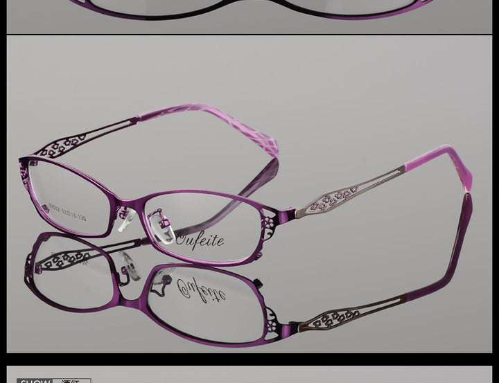Bclear High-Grade Women Spectacle Frame Metal Alloy Eyeglasses Frame Half Frame Glasses Frame Eyeglasses S99002 Full Rim Bclear Purple