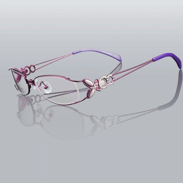 Hotochki Women's Full Rim Eyeglasses Butterfly Alloy 6150 Full Rim Hotochki Purple