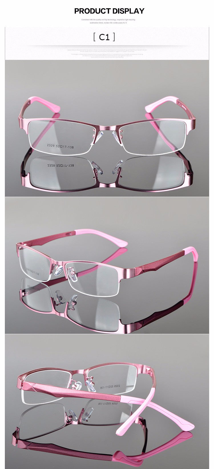 Reven Jate Women's Semi Rim Alloy Eyeglasses 2329 Semi Rim Reven Jate