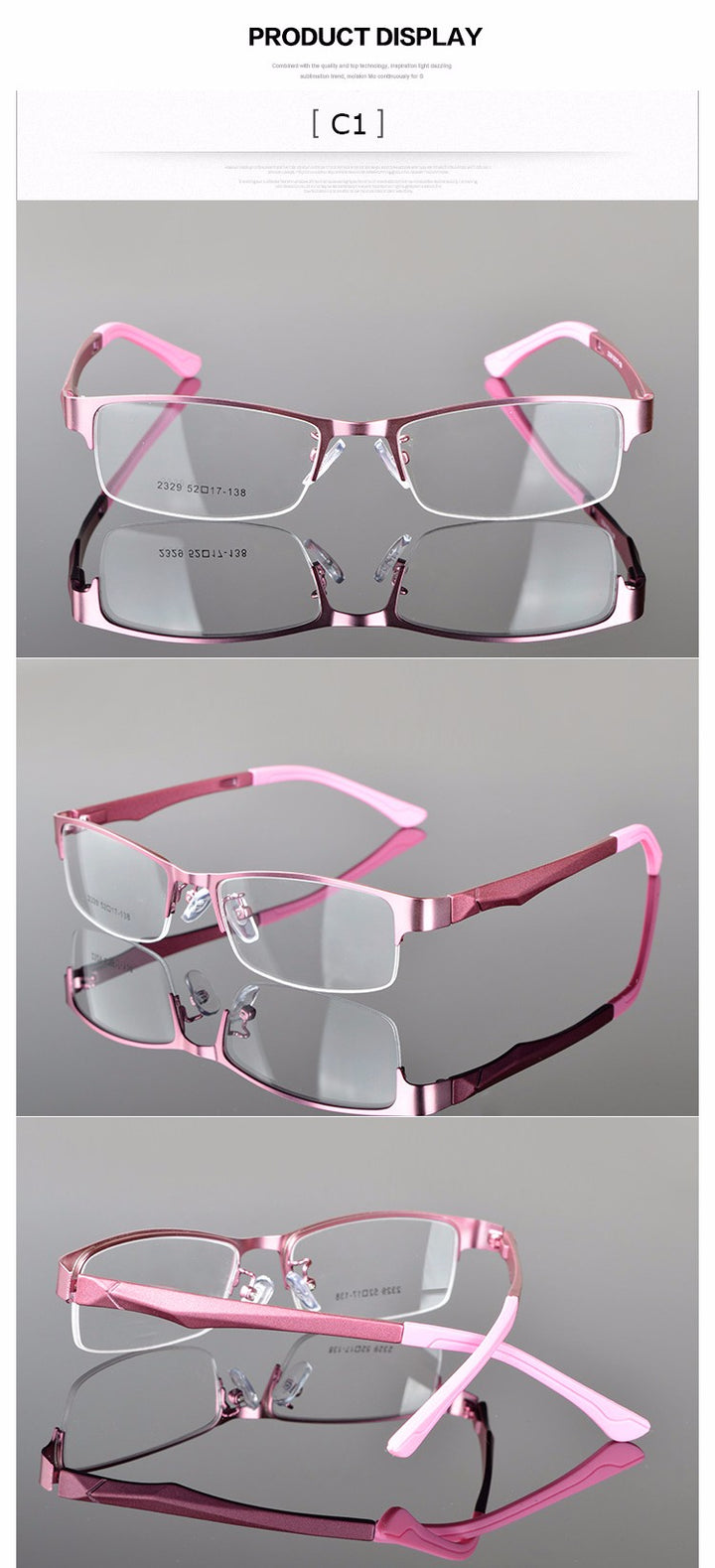 Reven Jate Women's Semi Rim Alloy Eyeglasses 2329 Semi Rim Reven Jate