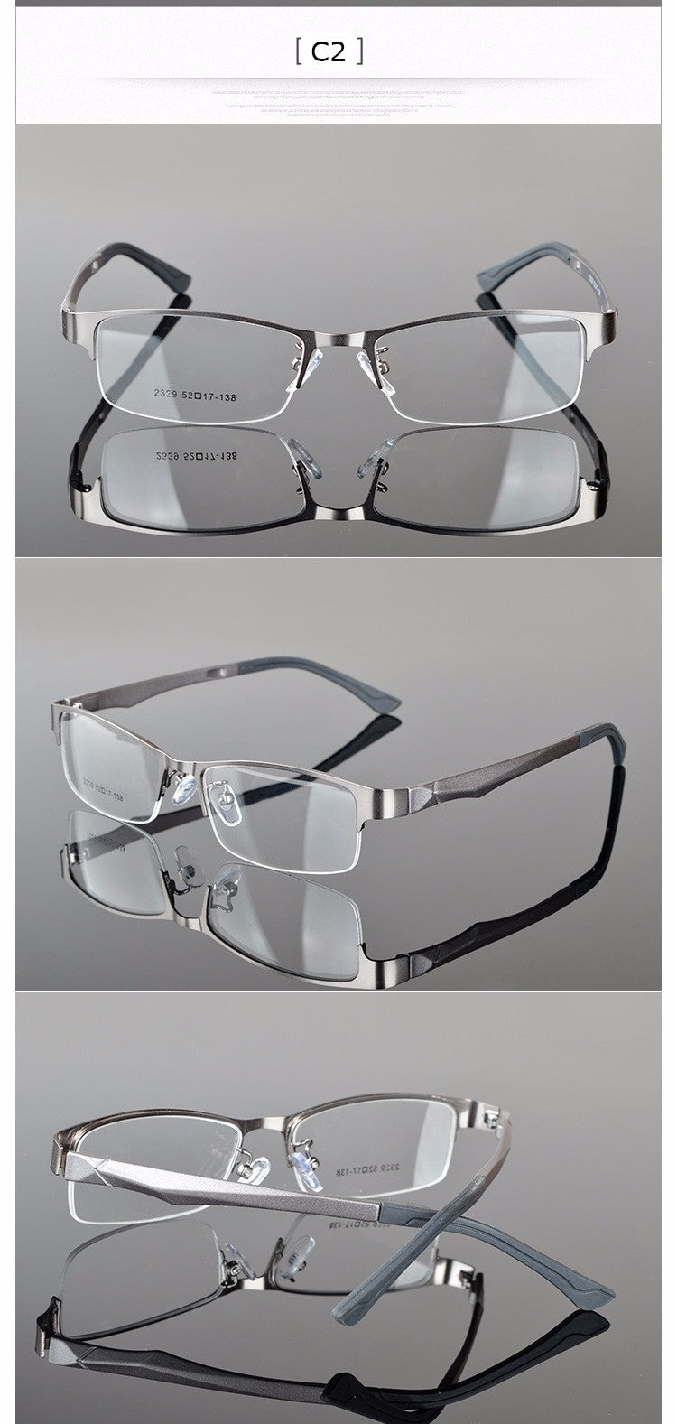Reven Jate Women's Semi Rim Alloy Eyeglasses 2329 Semi Rim Reven Jate