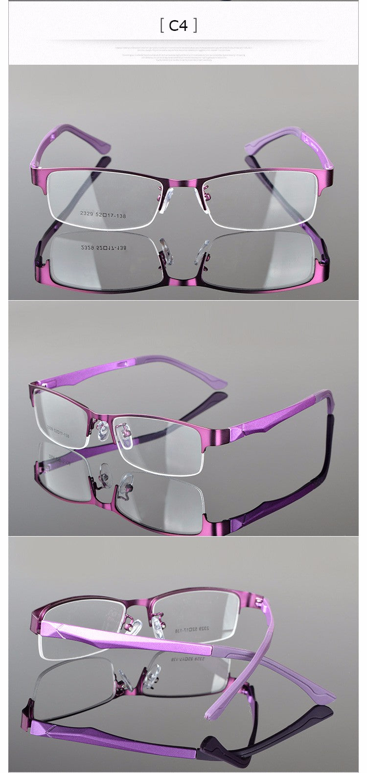 Reven Jate Women's Semi Rim Alloy Eyeglasses 2329 Semi Rim Reven Jate
