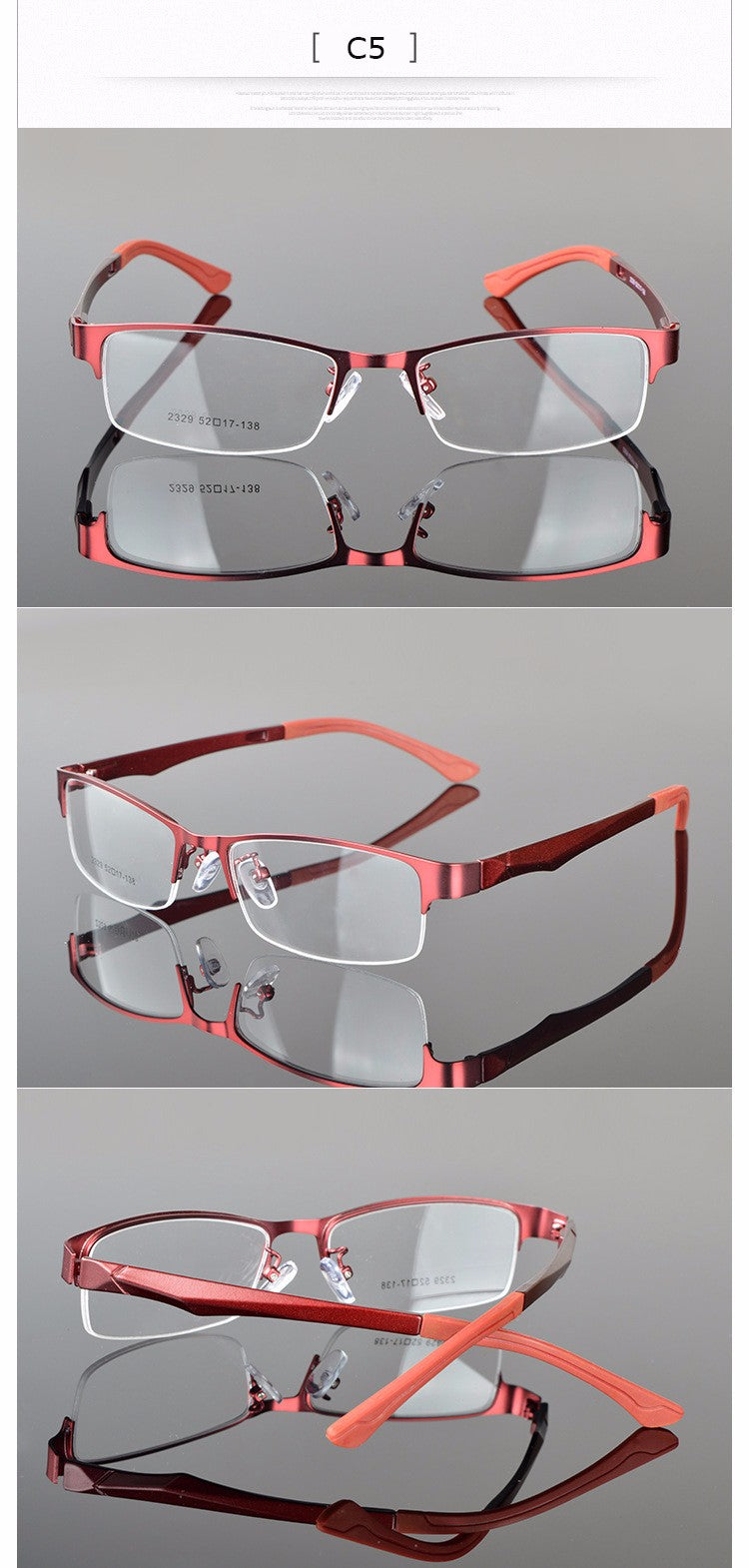 Reven Jate Women's Semi Rim Alloy Eyeglasses 2329 Semi Rim Reven Jate