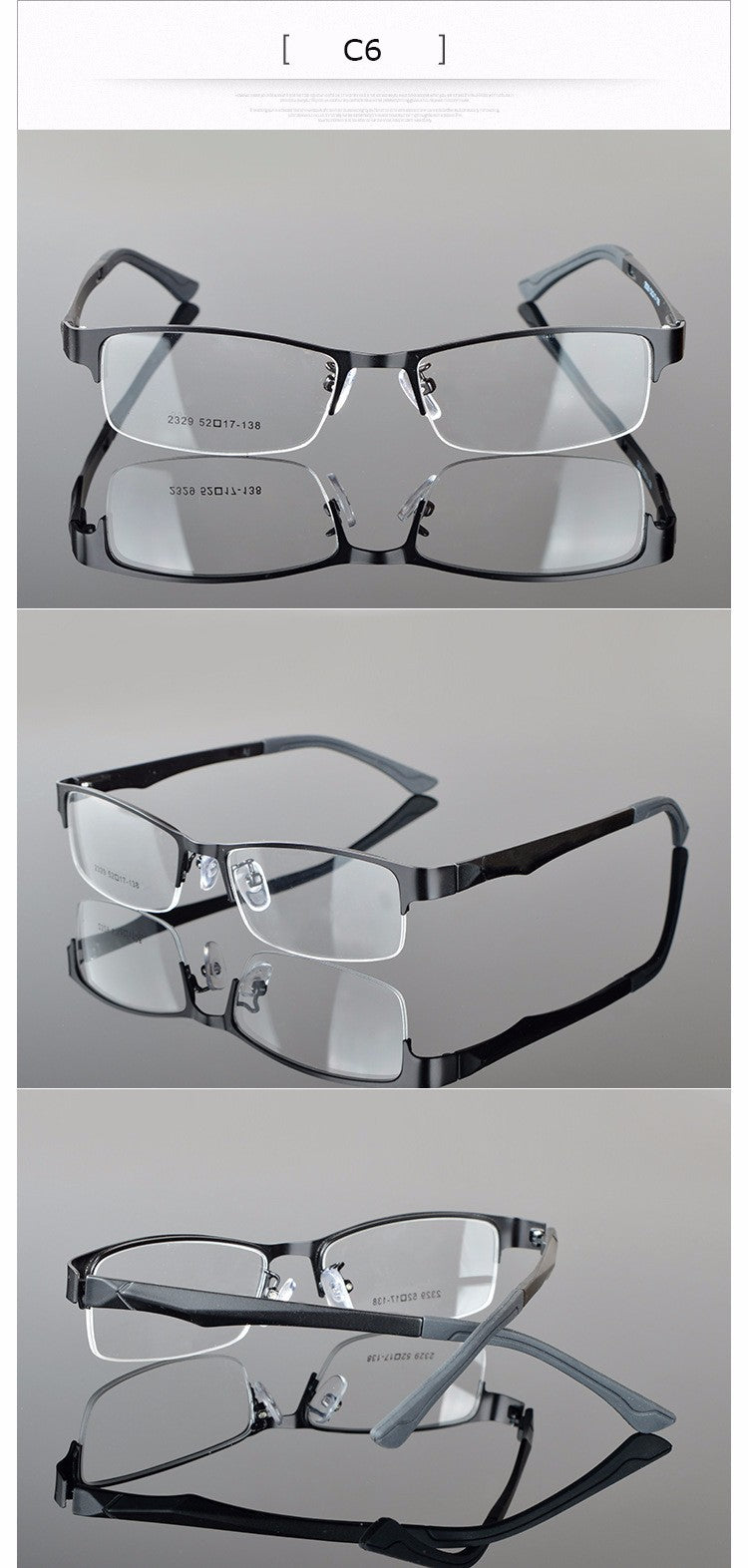 Reven Jate Women's Semi Rim Alloy Eyeglasses 2329 Semi Rim Reven Jate