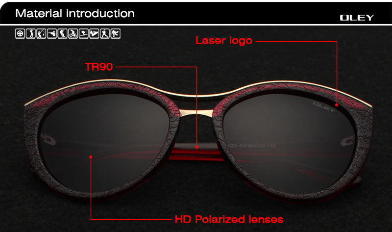 Oley Cat Eye Sunglasses Women Brand Designer Polarized Y7416 Sunglasses Oley