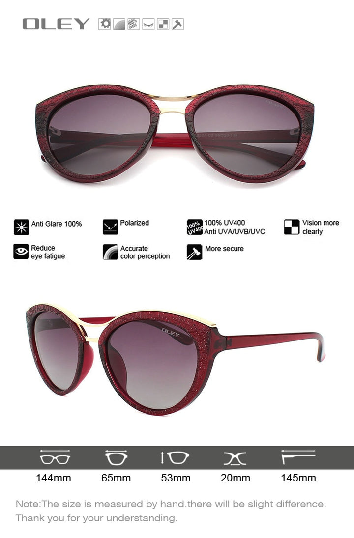 Oley Cat Eye Sunglasses Women Brand Designer Polarized Y7416 Sunglasses Oley