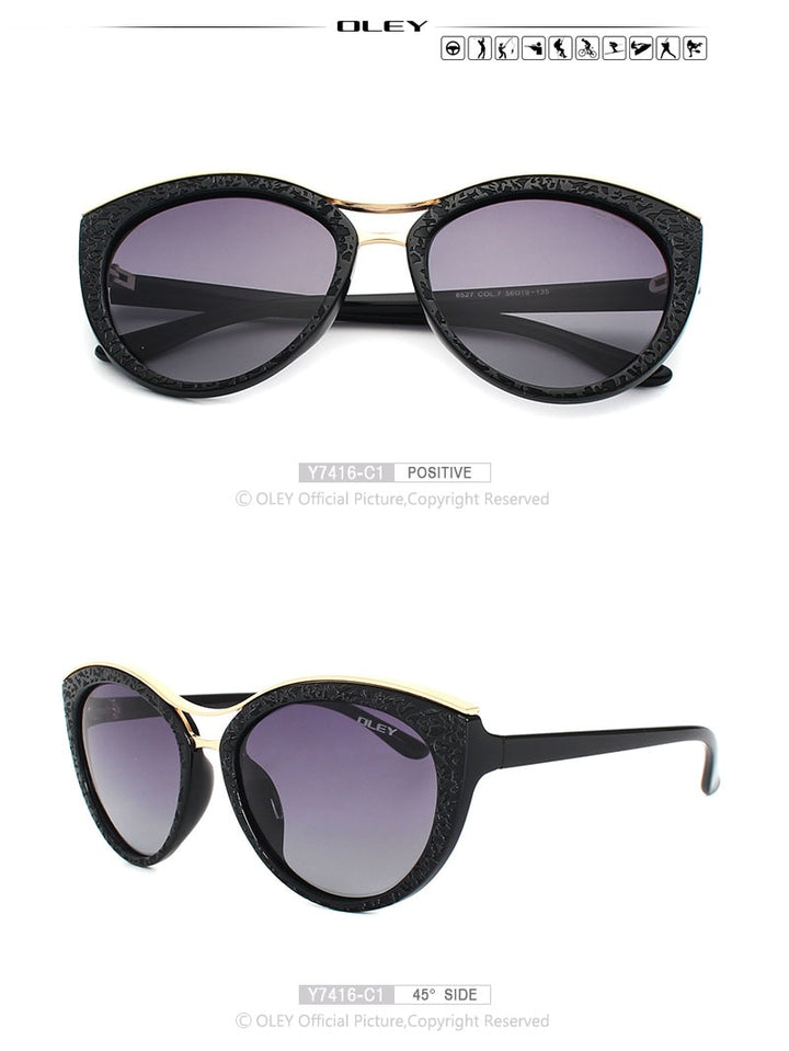 Oley Cat Eye Sunglasses Women Brand Designer Polarized Y7416 Sunglasses Oley