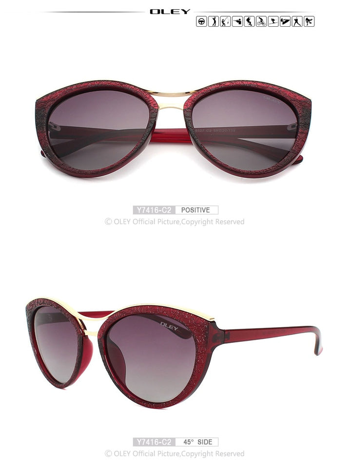 Oley Cat Eye Sunglasses Women Brand Designer Polarized Y7416 Sunglasses Oley