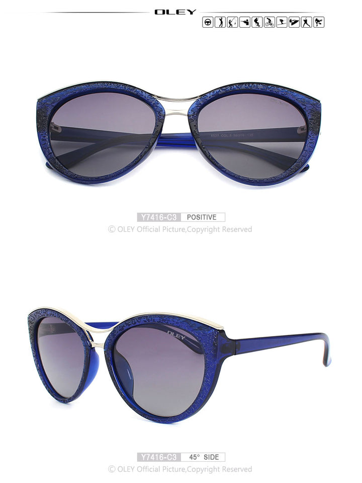 Oley Cat Eye Sunglasses Women Brand Designer Polarized Y7416 Sunglasses Oley
