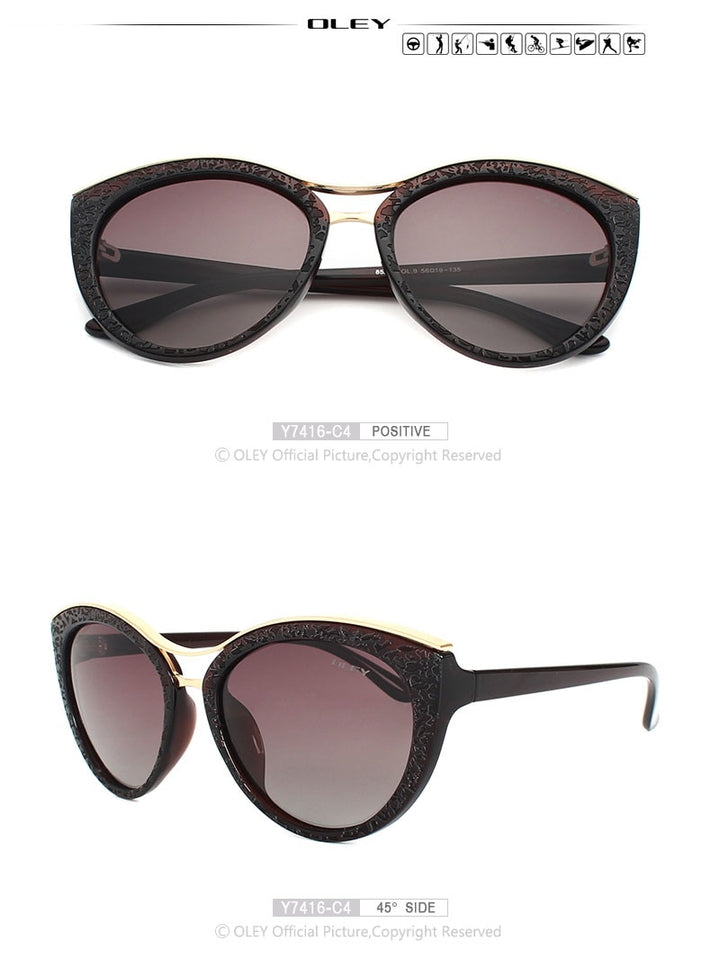 Oley Cat Eye Sunglasses Women Brand Designer Polarized Y7416 Sunglasses Oley