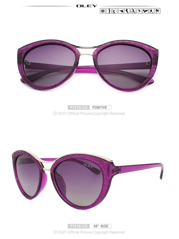 Oley Cat Eye Sunglasses Women Brand Designer Polarized Y7416 Sunglasses Oley