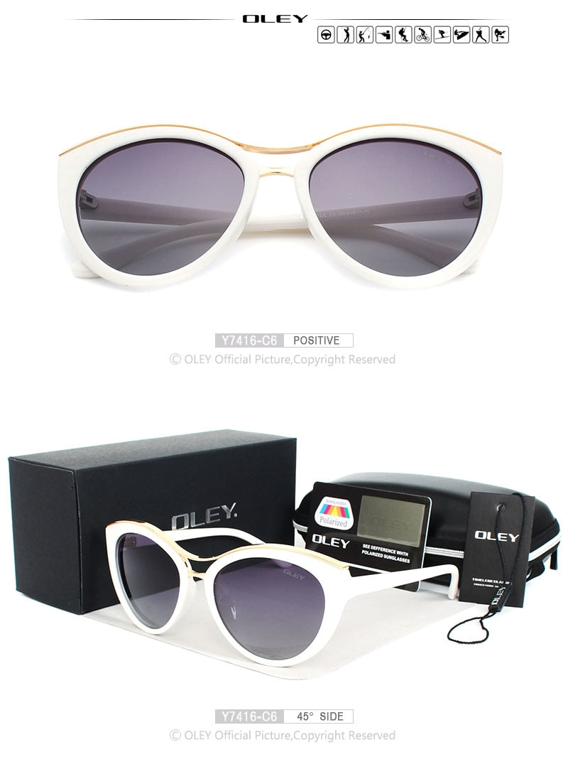 Oley Cat Eye Sunglasses Women Brand Designer Polarized Y7416 Sunglasses Oley