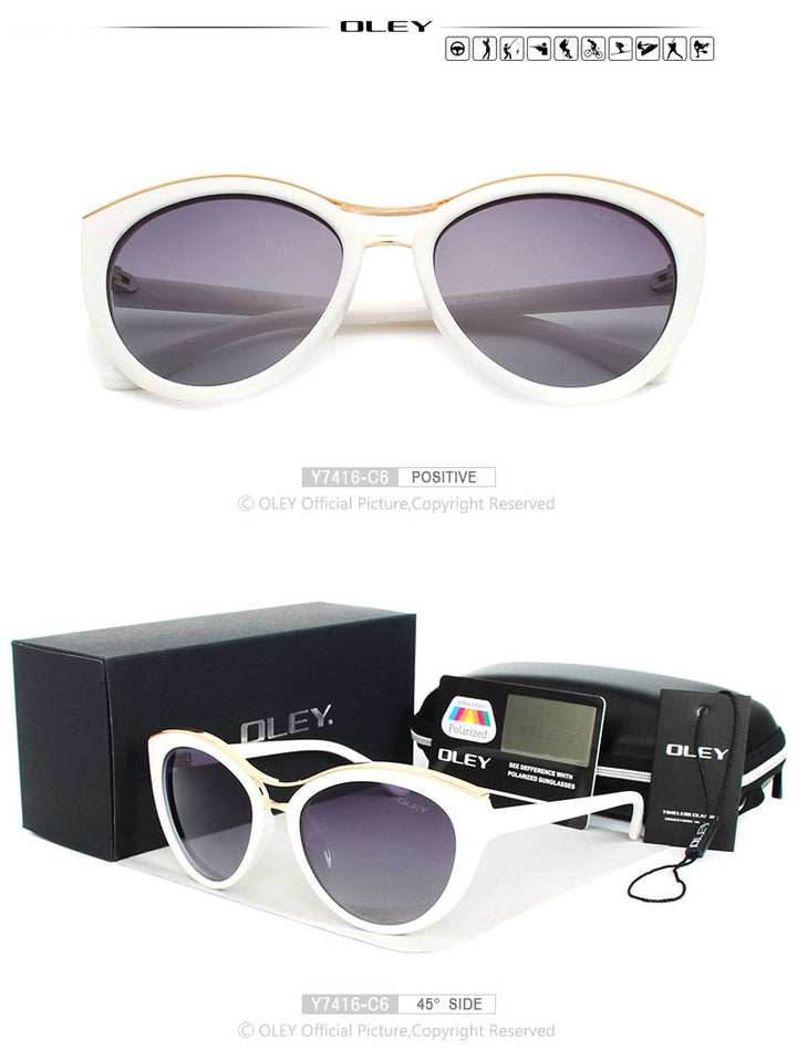 Oley Cat Eye Sunglasses Women Brand Designer Polarized Y7416 Sunglasses Oley