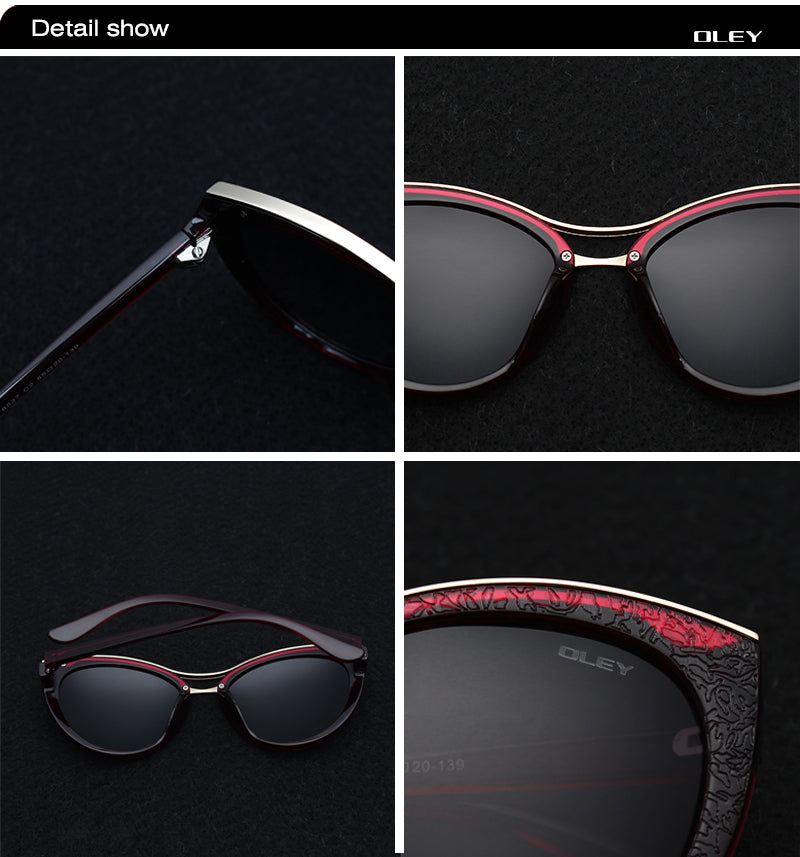 Oley Cat Eye Sunglasses Women Brand Designer Polarized Y7416 Sunglasses Oley