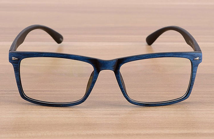 Reven Jate Unisex Full Rim Square Acetate Eyeglasses Wooden Pattern 922 Reading Glasses Reven Jate