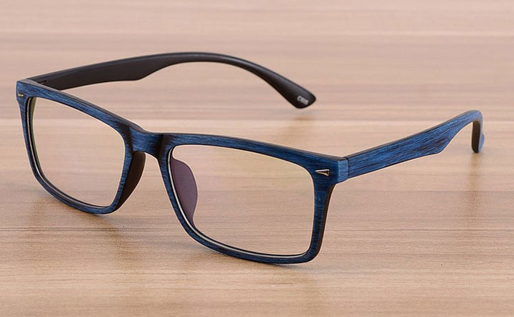Reven Jate Unisex Full Rim Square Acetate Eyeglasses Wooden Pattern 922 Reading Glasses Reven Jate