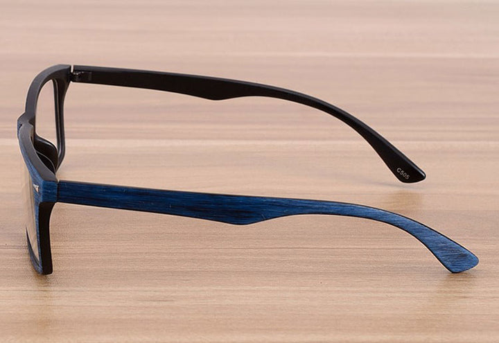 Reven Jate Unisex Full Rim Square Acetate Eyeglasses Wooden Pattern 922 Reading Glasses Reven Jate