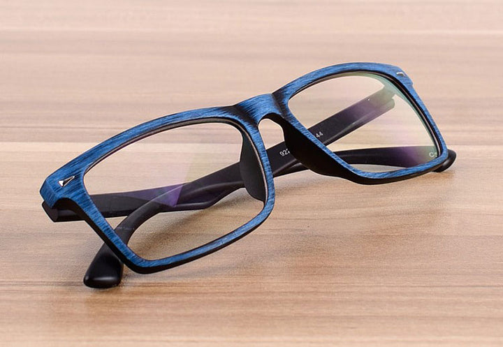 Reven Jate Unisex Full Rim Square Acetate Eyeglasses Wooden Pattern 922 Reading Glasses Reven Jate